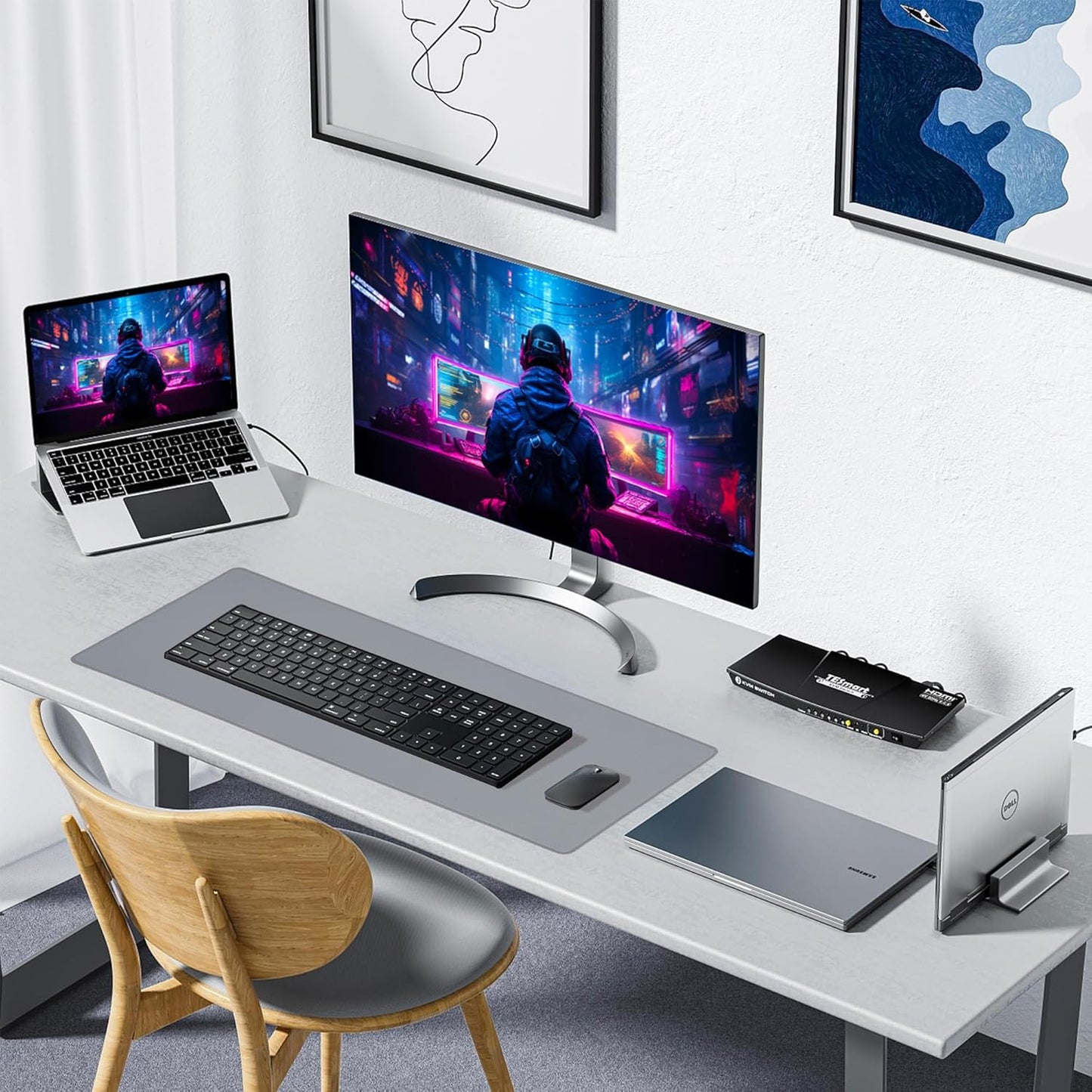 Waterproof Large Gaming Mouse Pad with Durable Stitched Edges,Non-Slip Rubber Base, Mouse Mat Desk Pad for Home Office Gaming, 35.4”X15.7”X0.12”, Gray