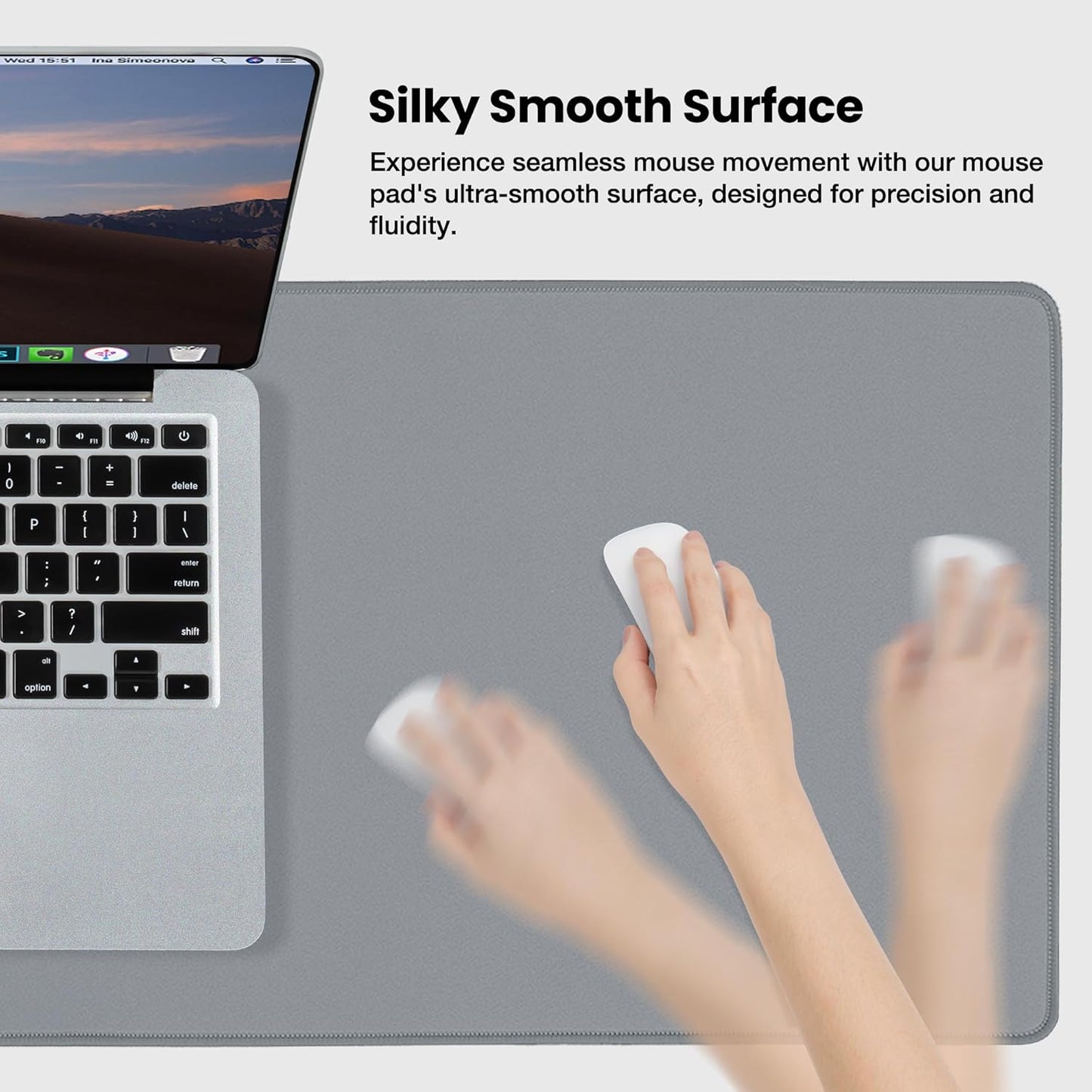 Waterproof Large Gaming Mouse Pad with Durable Stitched Edges,Non-Slip Rubber Base, Mouse Mat Desk Pad for Home Office Gaming, 35.4”X15.7”X0.12”, Gray