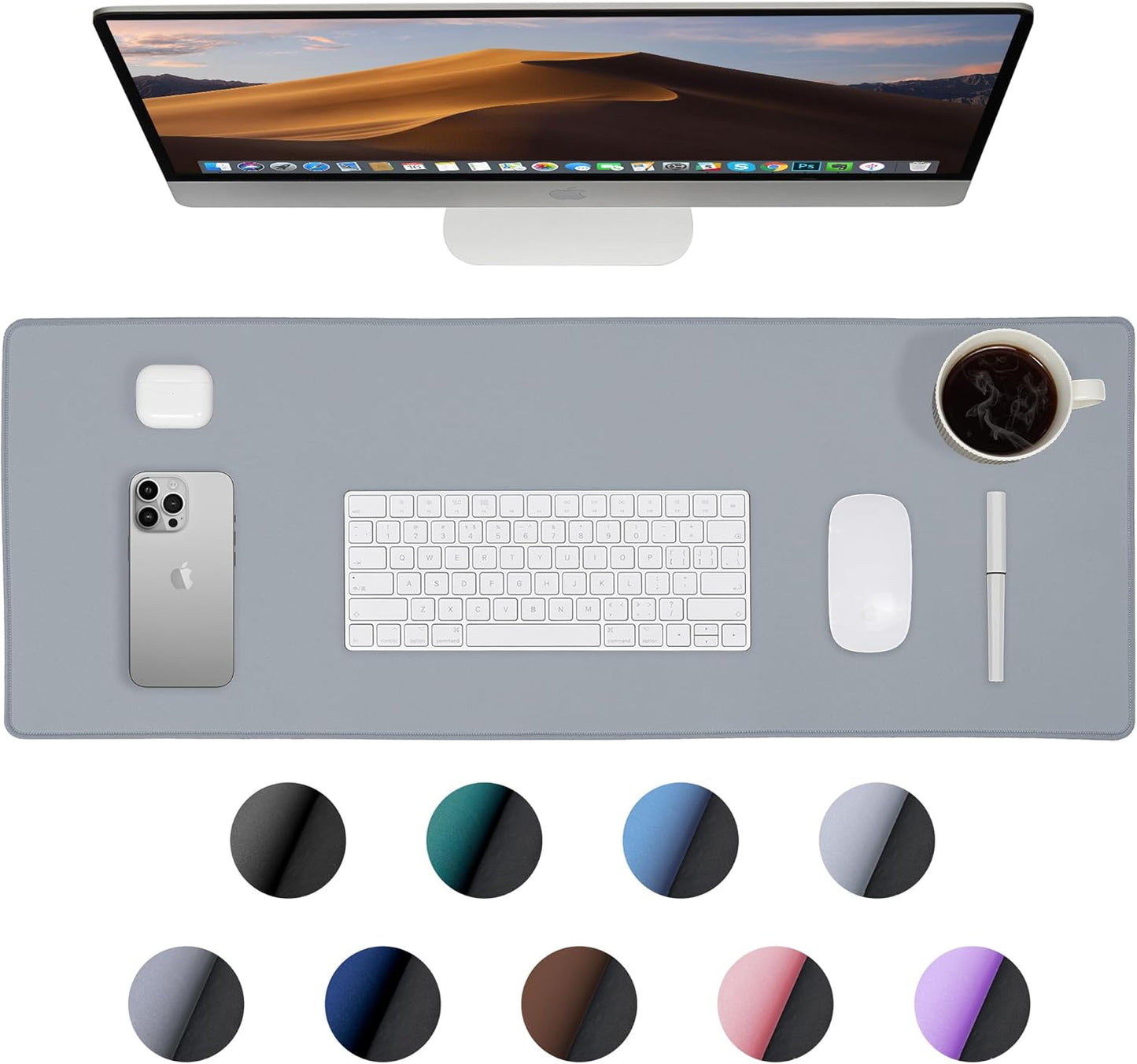 Waterproof Large Gaming Mouse Pad with Durable Stitched Edges,Non-Slip Rubber Base, Mouse Mat Desk Pad for Home Office Gaming, 35.4”X15.7”X0.12”, Gray