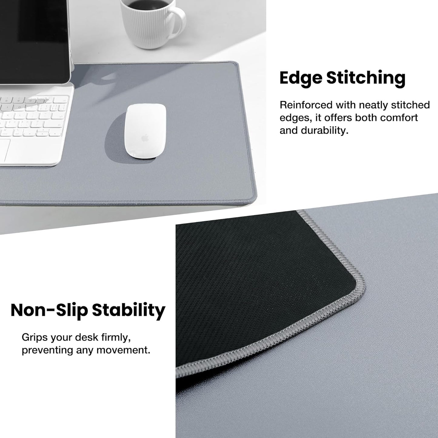 Waterproof Large Gaming Mouse Pad with Durable Stitched Edges,Non-Slip Rubber Base, Mouse Mat Desk Pad for Home Office Gaming, 35.4”X15.7”X0.12”, Gray