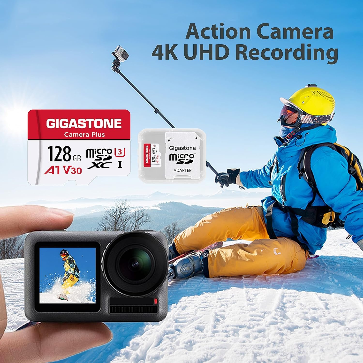 128GB 2-Pack Micro SD Card, Camera Plus, Gopro, Action Camera, Sports Camera, High Speed 100Mb/S, 4K Video Recording, Micro SDXC UHS-I A1 V30 U3 Class 10