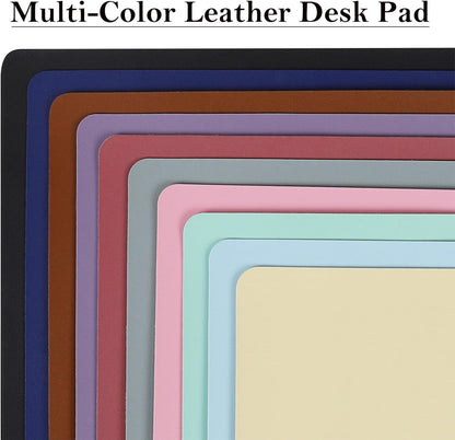 PU Leather Desk Pad with Suede Base, Multi-Color Non-Slip Mouse Pad, 32” X 16” Waterproof Desk Writing Mat, Large Desk Blotter Protector (Brown)